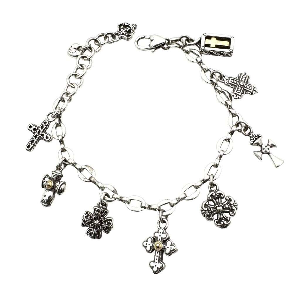 Brighton Silver and Gold Accent Cross Charm Bracelet